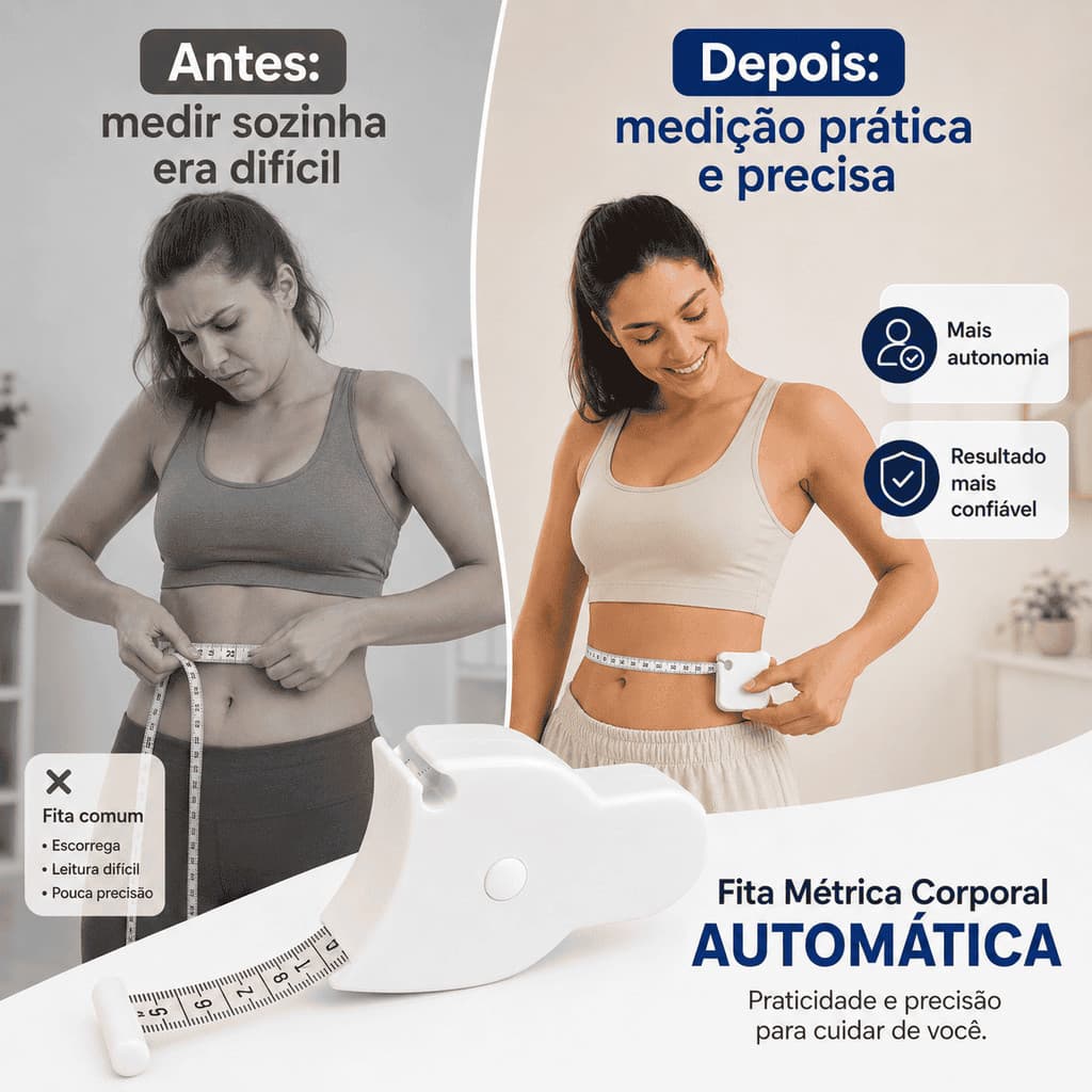 Fita Métrica Fitness Premium Corporal Automática Retrátil