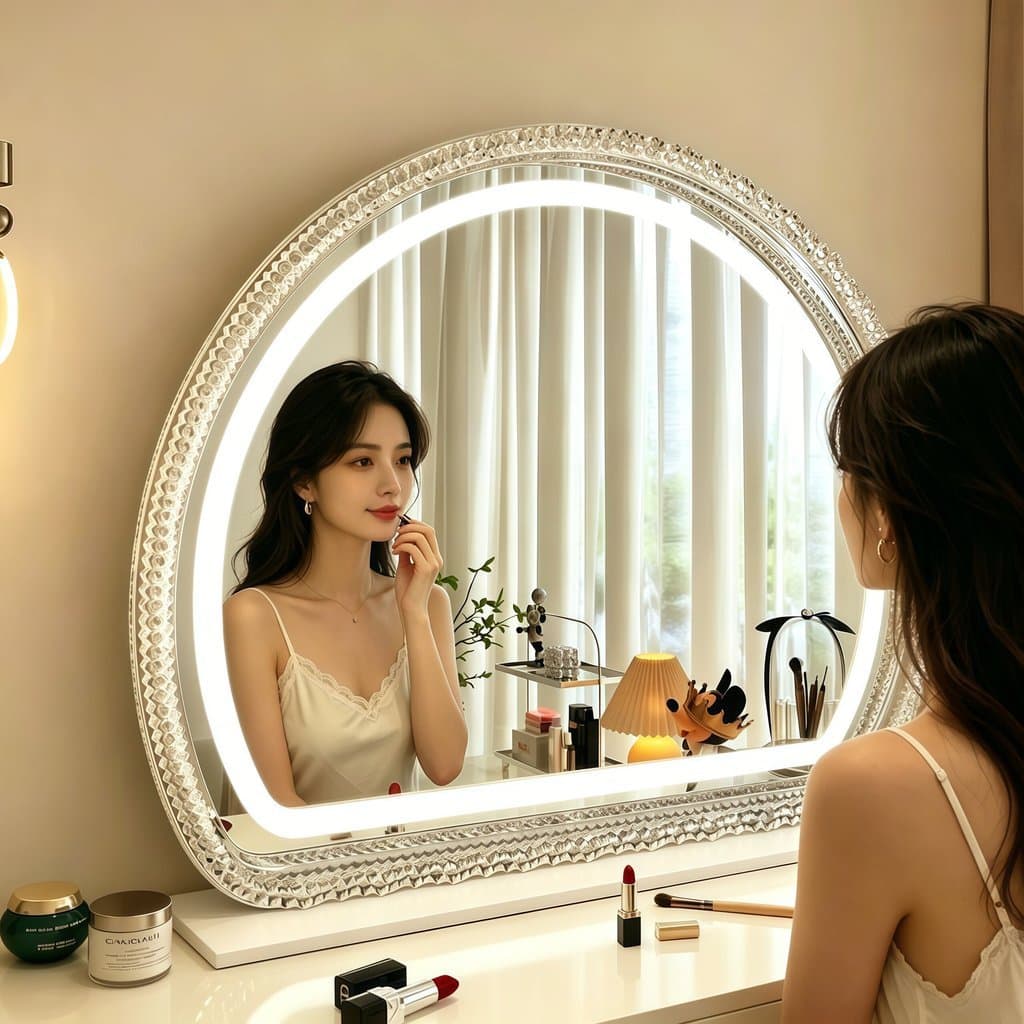 [Novo produto] Espelho de maquiagem led de luxo leve Espelho de maquiagem de mesa Espelho de penteadeira para quarto dom