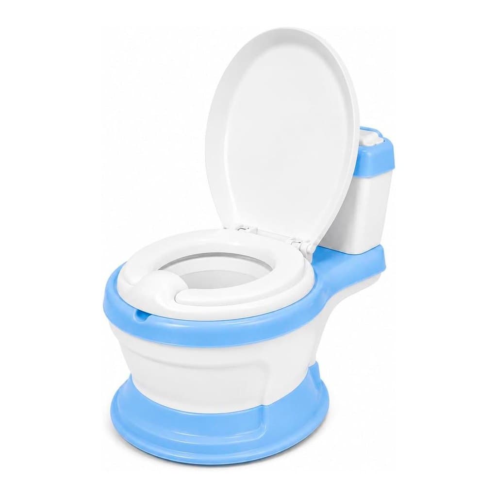 Troninho Privadinha Infantil Azul Assento Redutor Removível com Tampa e Compartimento para Lenços Mini Vaso Desfralde