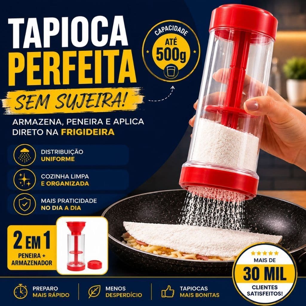 Tapioqueira 2 em 1 Peneira e Armazenador de Tapioca Dispenser para Cozinha