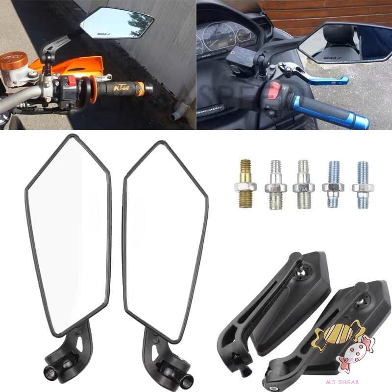 Espelho Retrovisor Universal Para Motocicleta De 10 Mm-Refletores De Plástico Modificação De Veículos Elétricos