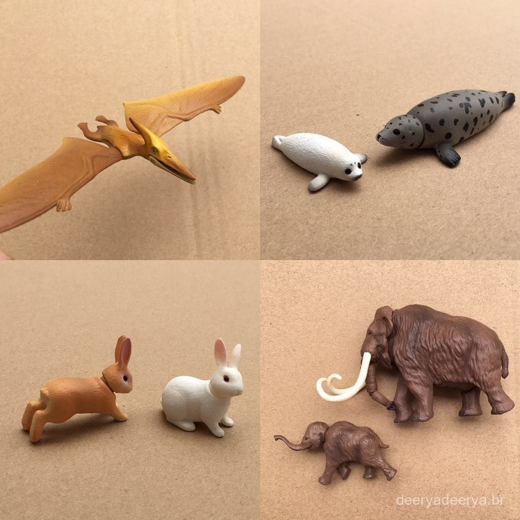 Novos itens soltos TOMY Tomica, modelos realistas de animais selvagens, brinquedos infantis: mamute, pterossauro, coelho