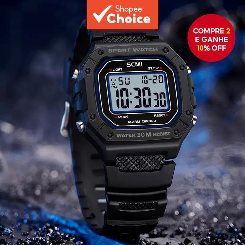 Relógio De Pulso Digital Elegante Masculino De Alta Definição LED Display Luminoso Cronômetro Data Dia Funções Presente