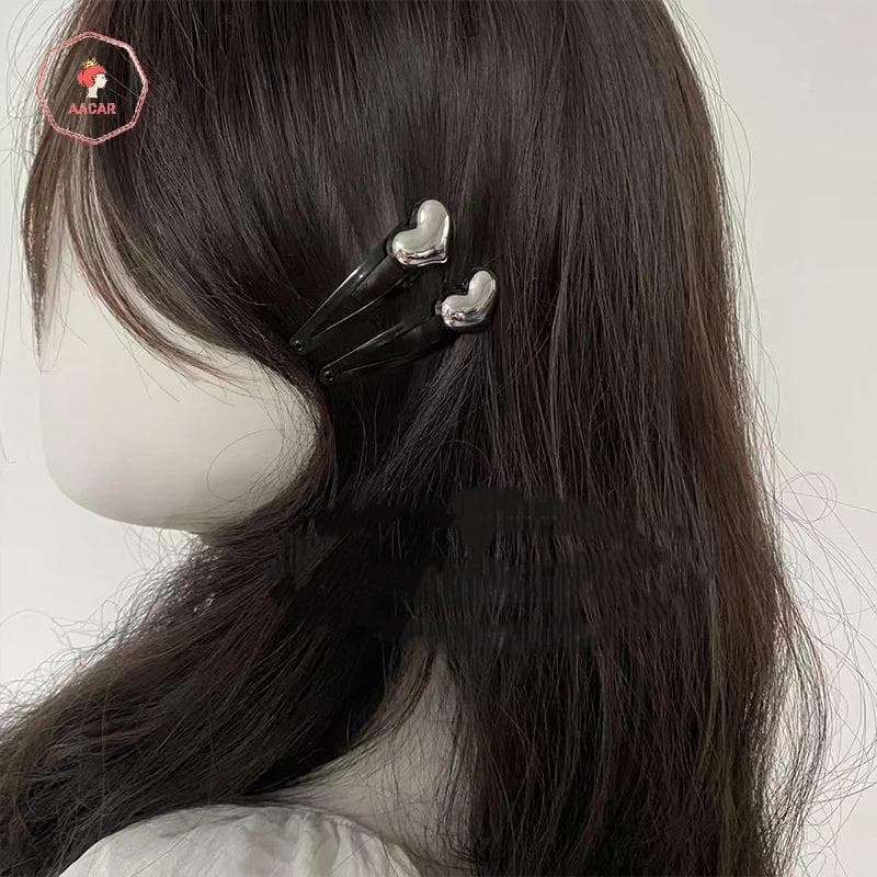 AACAR Coração BB Grampos De Cabelo Para Mulheres 2 Pçs Simples Bonito Ornamentos Elegante Lado Hairpin Escritório E Ativ