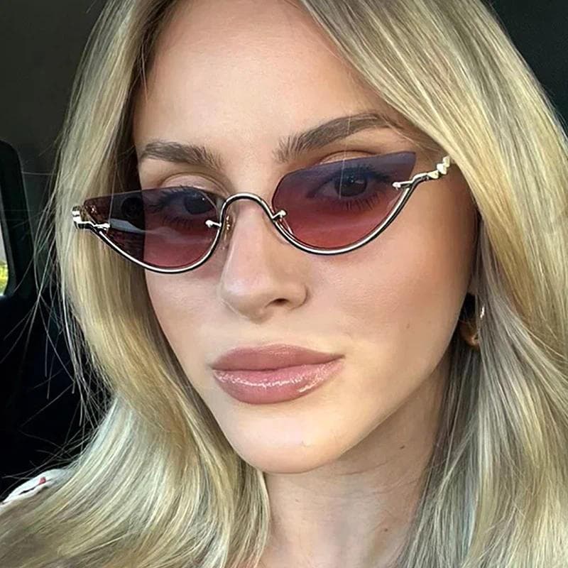 Óculos De Sol Sem Aro Feminino Design De Marca Luxo Tamanho Pequeno Gradiente Moda Feminina
