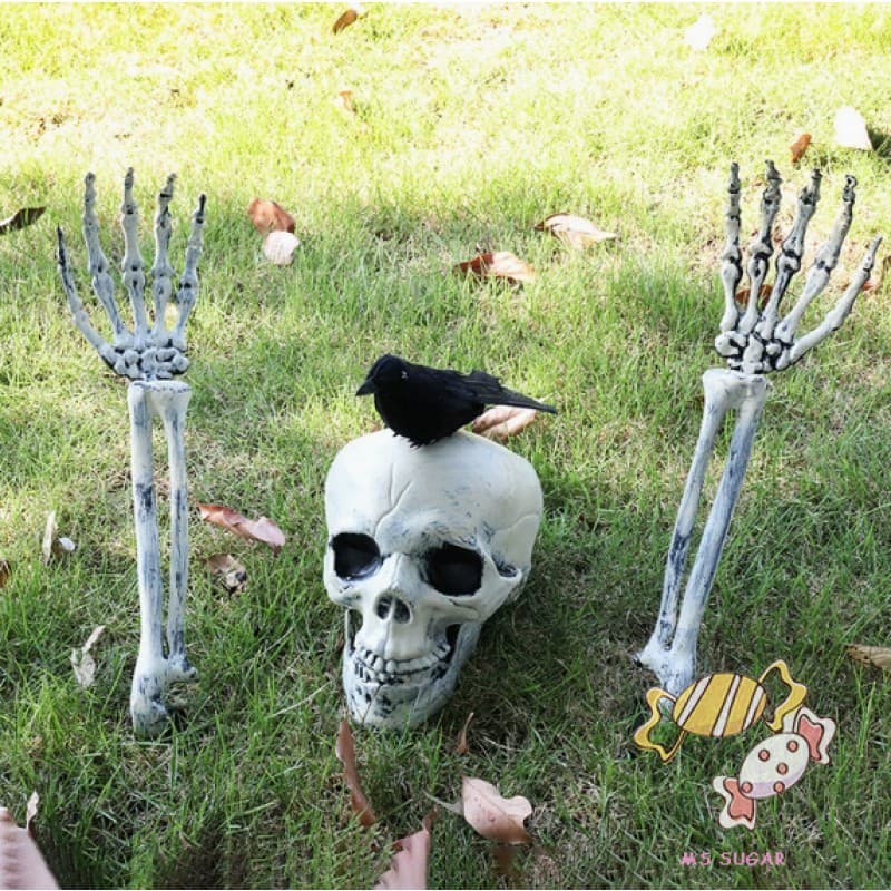 Decoração De Mão De Esqueleto De Plástico-Adereço Fantasma De Halloween Para Festa No Jardim