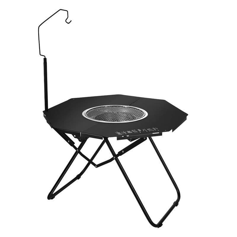 Fogão ao ar livre mesa de chá acampamento churrasco dobrável mesa redonda de aço carbono conjunto completo portátil mesa