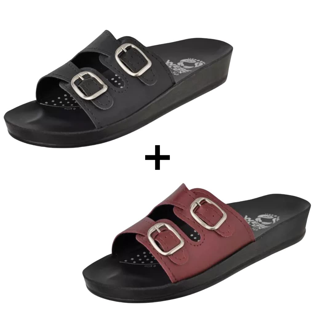 Kit 2 Pares De Sandália Feminina Ortopédica WebeFlex Confortável Chinelo Anatômico Fascite Plantar