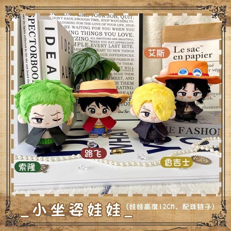 One Piece Luffy Zoro Sanji Ace Anime Mercadoria Pequena Boneca Sentada Boneca de Pelúcia Chaveiro