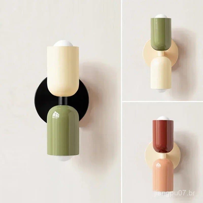 Luminária de Parede Colorida para Quarto, Estilo Nórdico, Luz de Parede para Sala de Estar, Corredor, Quarto Infantil, L
