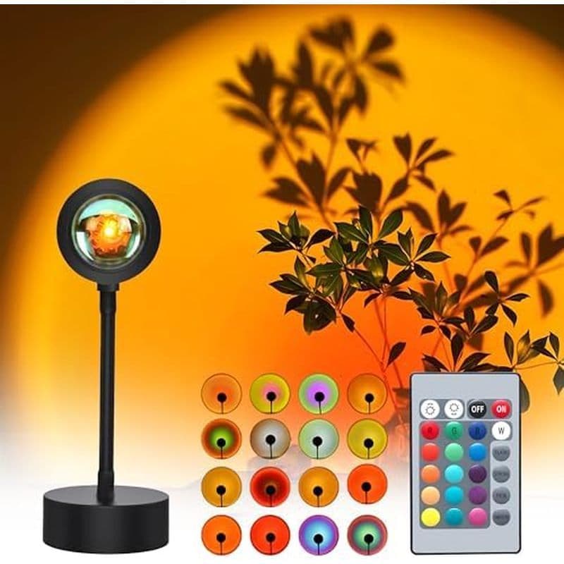 Projetor De Lâmpada De Pôr Do Sol , Luz Com Mudança De 16 Cores Luzes LED Abajur De Chão Decoração De Quarto Noturna Par