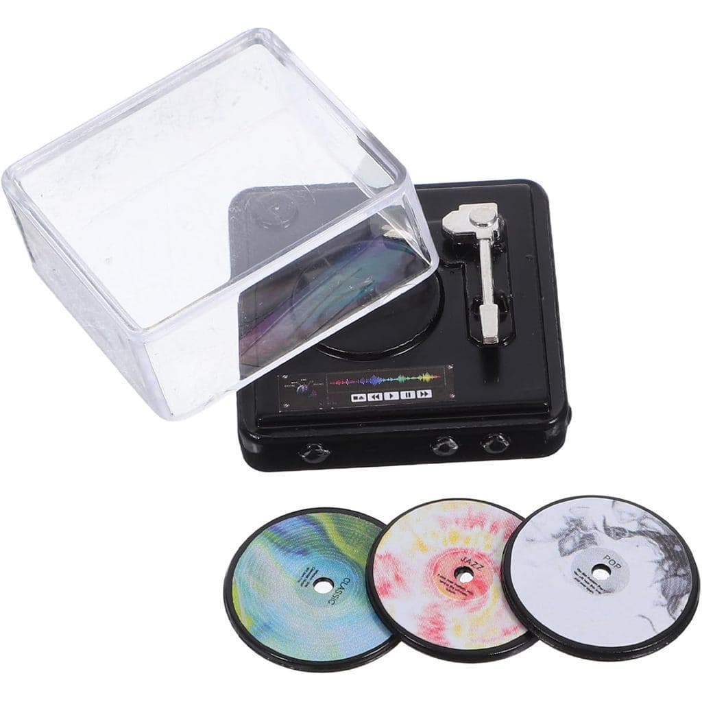 Beaupretty 1 Conjunto de Mini Toca-discos: Simulação de Toca-discos de CD e Modelo de Discos de Vinil - Adorno de Mobili