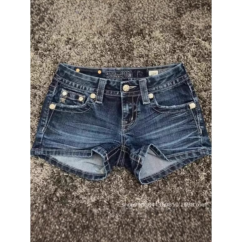 [Novo produto] Shorts Skinny americano retrô com estampa de rua bordado shorts jeans femininos [venda quente]