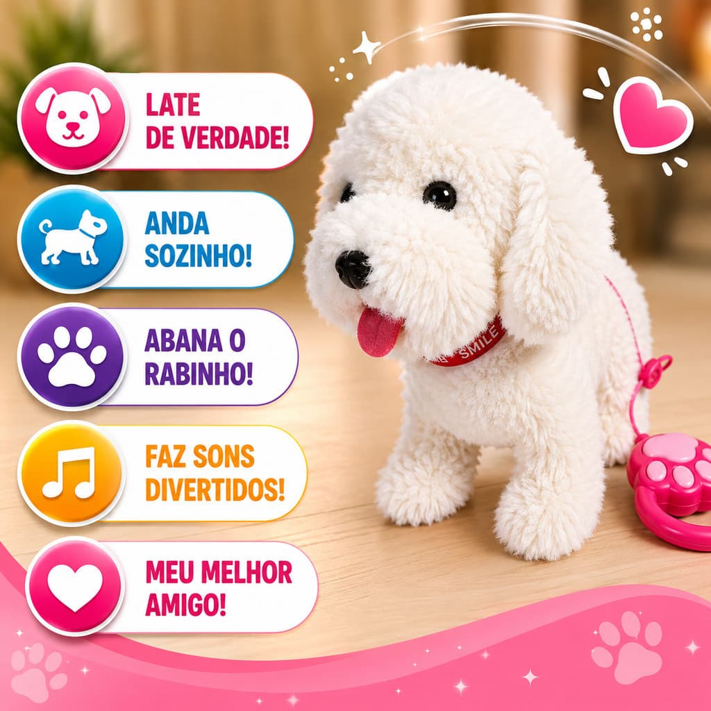 Brinquedo Cachorro Pet Interativo Com Som Movimento Fala Anda Lambe Repete ENVIO SORTIDO