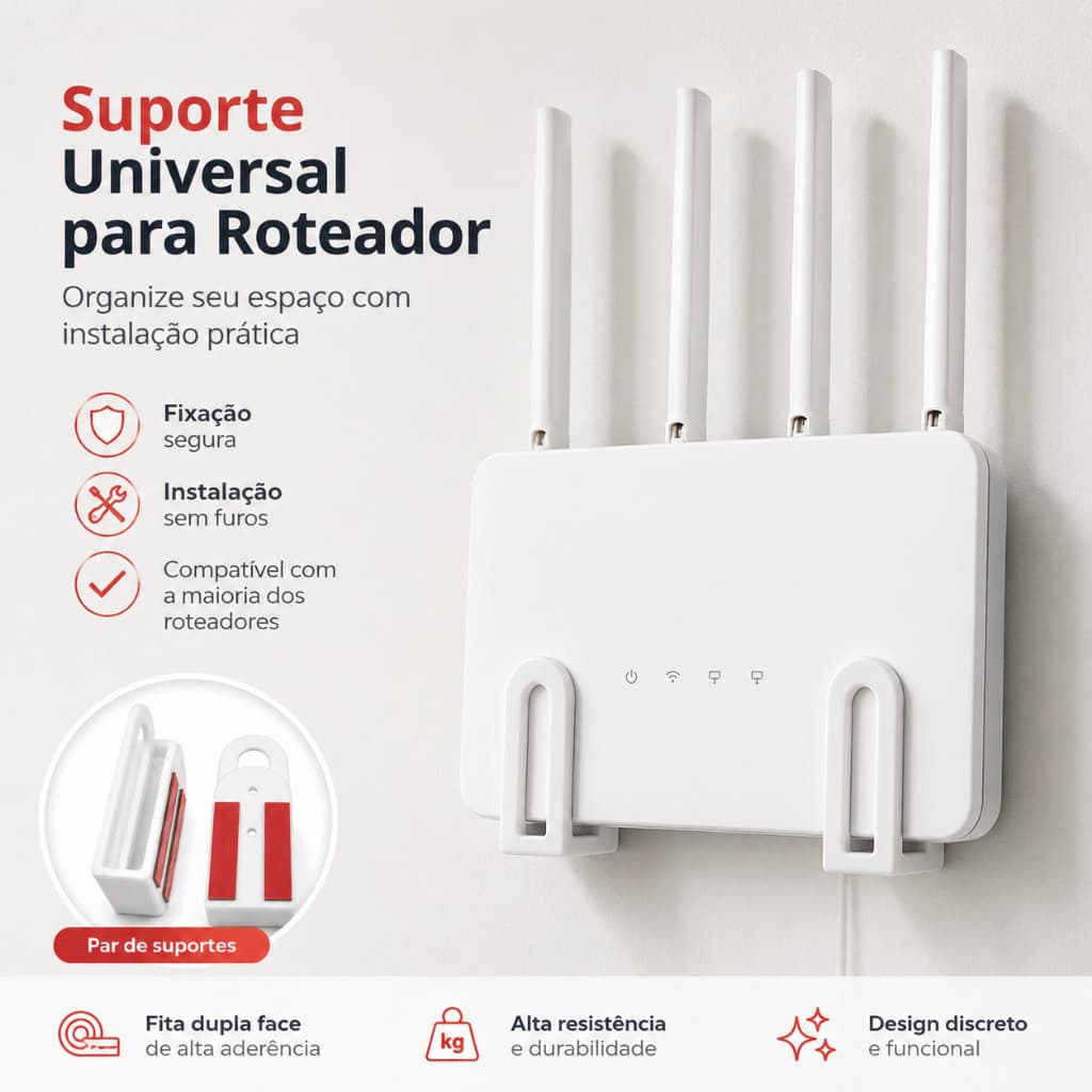 Suporte Universal para Roteador Kit 2 Unidades com fita dupla face