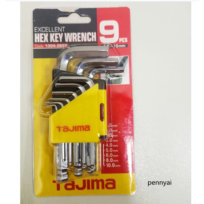 Chave Allen de cabeça esférica japonesa TAJIMA conjunto de 9 peças NS-B9