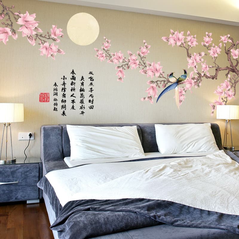Papel de parede autoadesivo flor pássaro adesivos de parede decorações de parede estudo papel de parede adesivos quentes