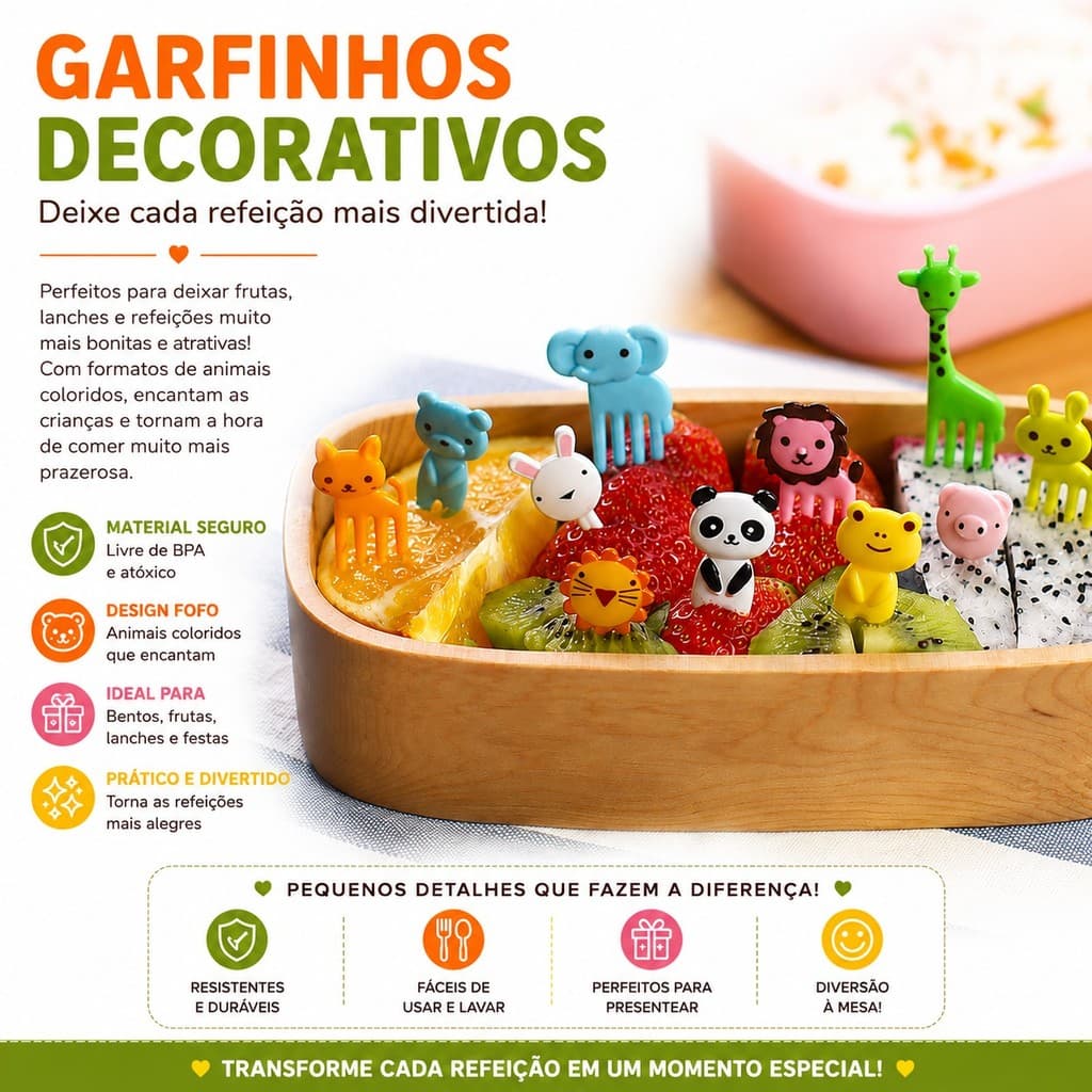 Garfinhos Decorativos de Animais para Frutas e Lanches
