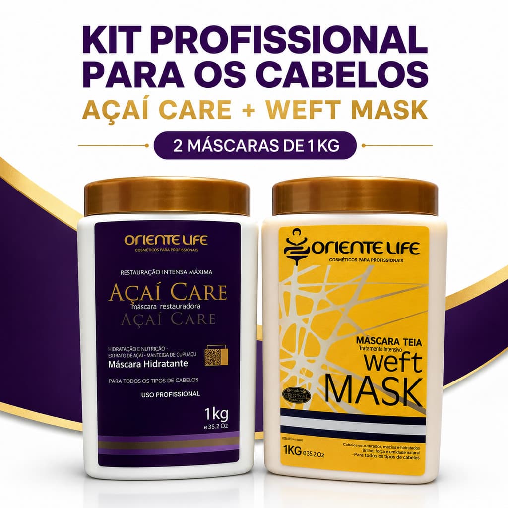 Kit Profissional Oriente Life Açaí Care + Weft Mask 2 Máscaras de 1kg Cada