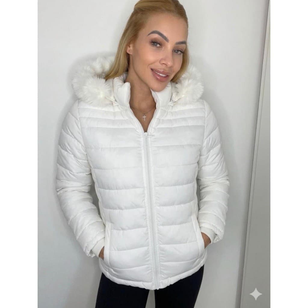 BOMBER Puffer Feminina com Toca de Pelinho Peluciada Casual Elegante JAQUETA