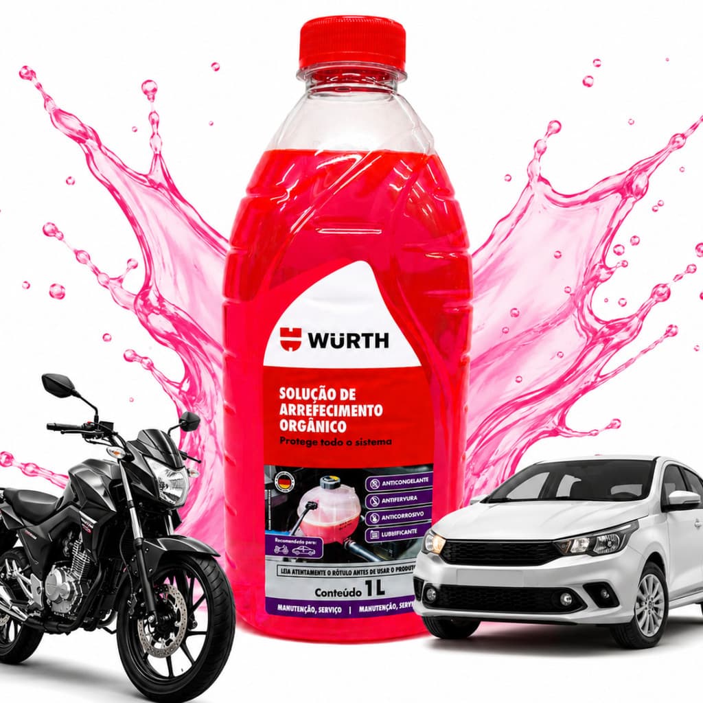 Aditivo Radiador Wurth Rosa 1 Litro Orgânico Carro e Moto