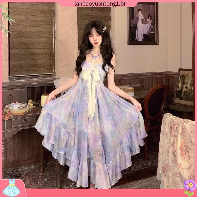 Monet Garden Linda mancha pintura a óleo saia suspensa vestido de saia grande verão enviado dentro de 15 dias