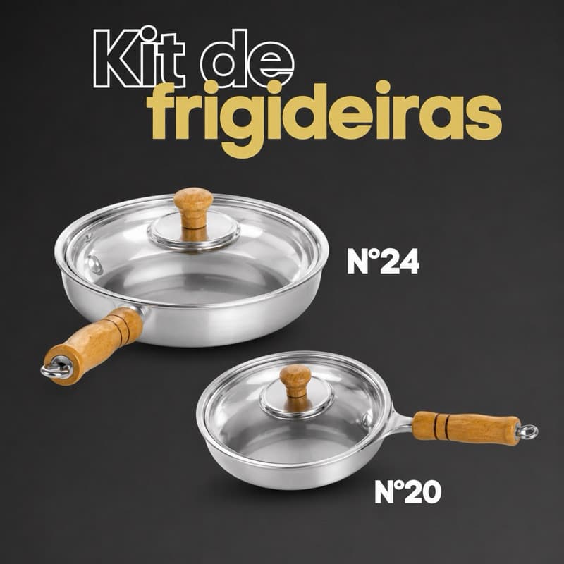 Jogo de Frigideira Alumínio Fundido Grosso nº20 e 24. Kit com duas frigideiras premium - cozinha