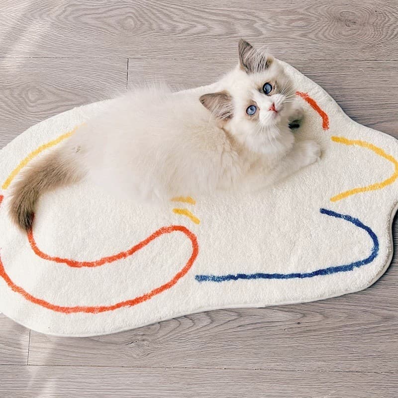 [Novo produto] Tapete de imitação de caxemira lavável de gato fofo de desenho animado absorve água antiderrapante tapete