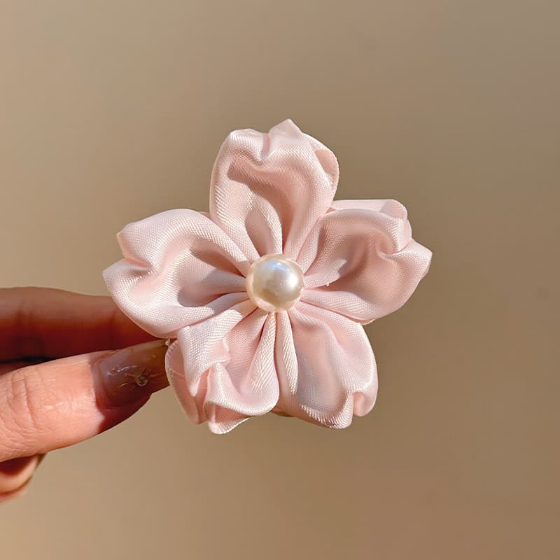 Doce menina coração rosa flor de cerejeira grampo de cabelo pérola ins bonito flor Hairpin broche franja clipe lateral a