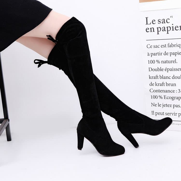 Botas acima do joelho Stiletto botas finas outono inverno botas de salto alto mais magro olhar botas elásticas botas fem