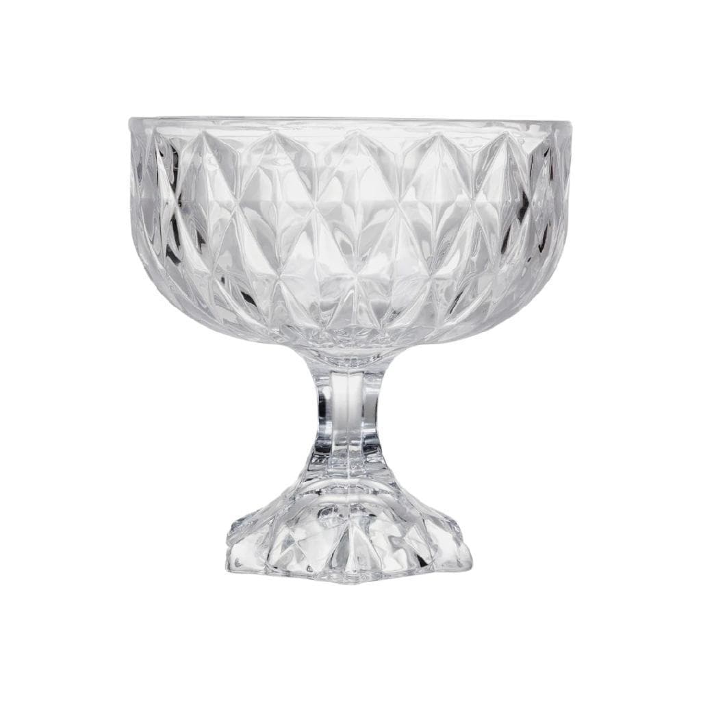 Centro De Mesa Com Pé Cristal Diamond 18cm Fruteira Decorativa Elegância Pro Seu Aparador