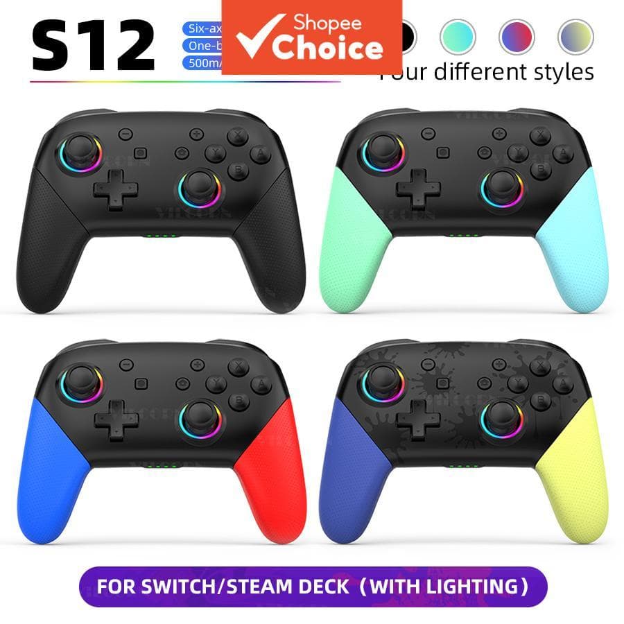 Gamepad sem fio para controle Pro Switch para Nintendo Switch/OLED, controle Bluetooth para PC com turbo 6 eixos