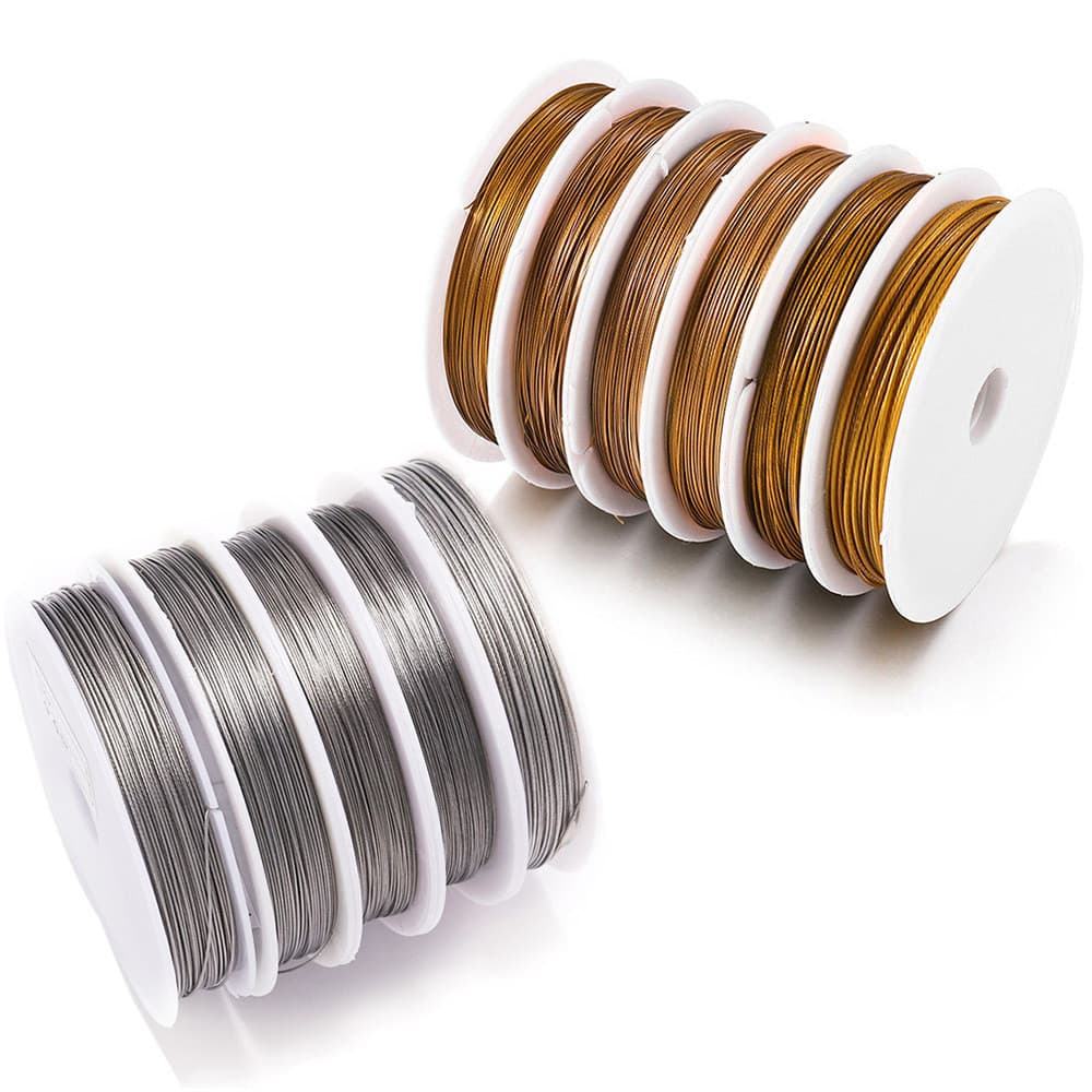 Fio de aço dourado 03mm-10mm, fio de tração com contas, modelagem de joias, acessórios de joias DIY FG0K
