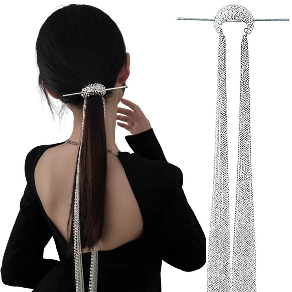 Tassel Metal Hair Stick,Irregular Wave Metal Claw Clip with Pearl Tassel Design, Wedding Birthday Party Hairstyles Styli