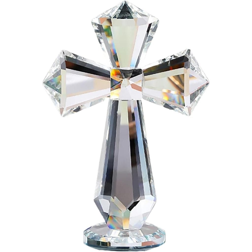 Cruz de Cristal Esculpida à Mão para Decoração de Mesa - Presente Espiritual de 6 Polegadas para Cristãos, Estatueta Rel