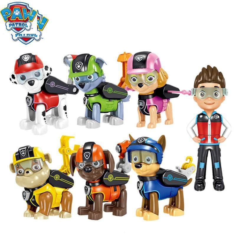 7 Peças/8 Deformação Patrulha Pata Ryder Skye Figura De Ação Boneca Modelo De Brinquedo Presente De Aniversário Infantil