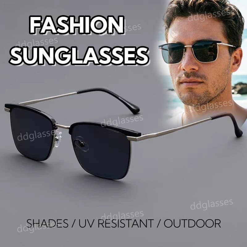 Moda Quadrada De Metal Óculos De Sol Para Homens Mulheres Pequeno Quadro Retro Tendência Tons Ao Ar Livre Resistente A U