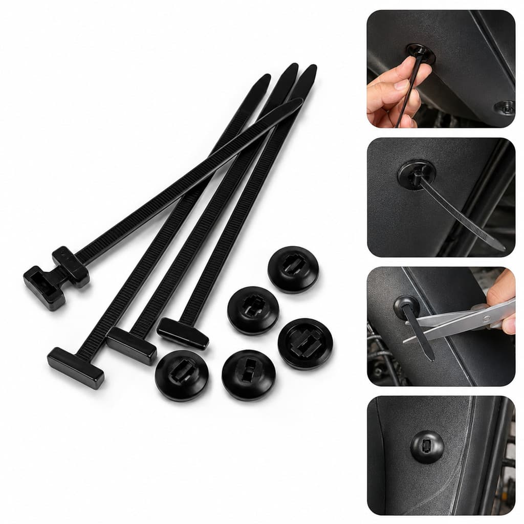 Abraçadeiras Fivela Nylon Reforçada Tipo T Cinta Plástica Universal Travamento Presilha Parachoque Carro