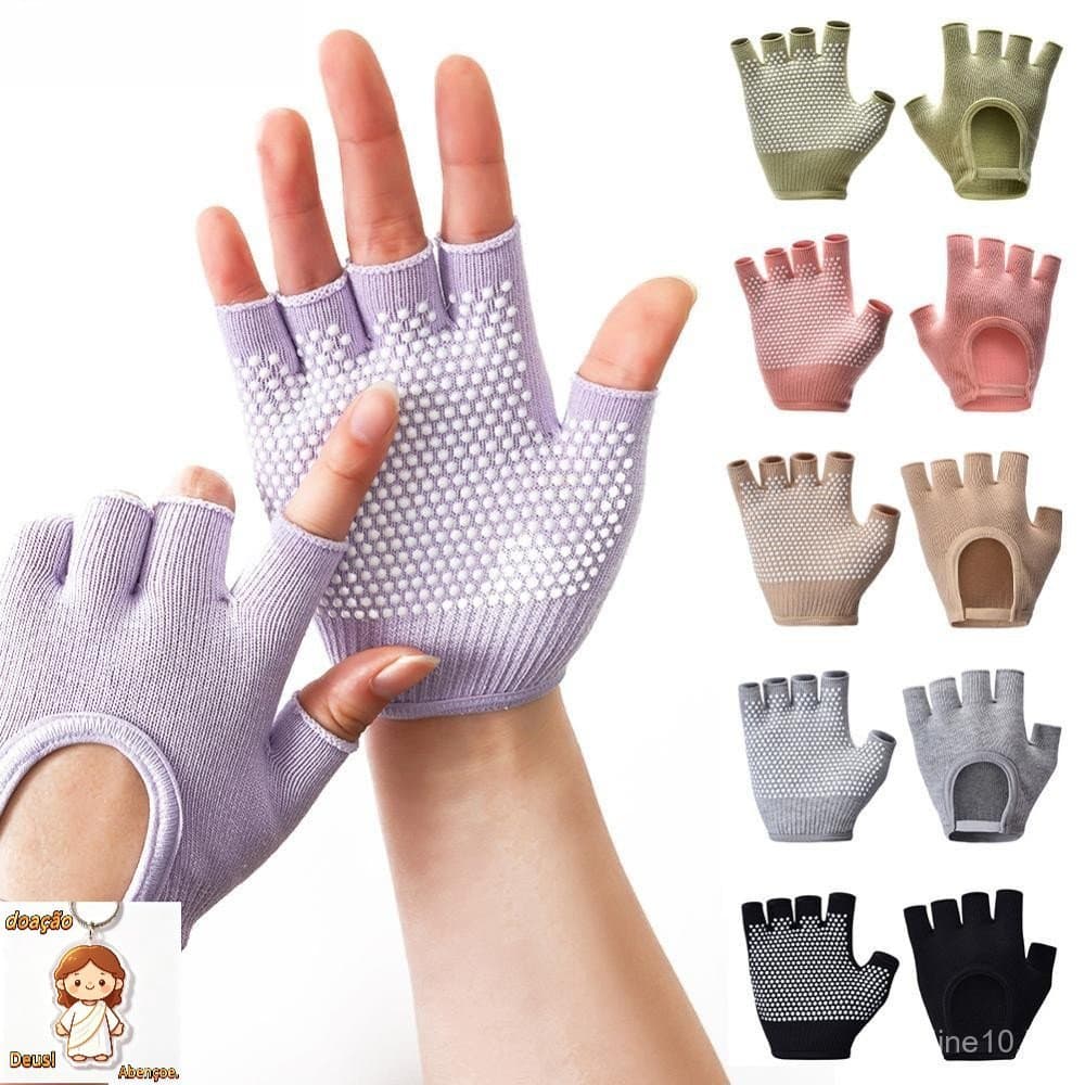 Nobleflyingomall 1 Par de Luvas de Yoga Femininas Sem Dedos e Sem Costas, Antiderrapantes, Respiráveis, Acessórios para