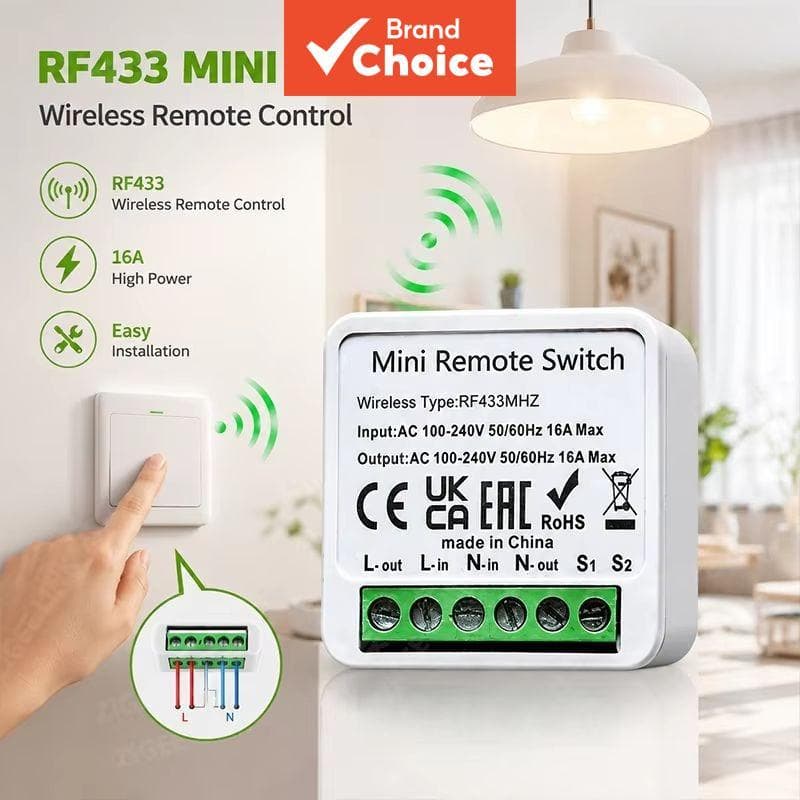 Interruptor Inteligente SAIMILI RF433 MHz Mini Controle Remoto Sem Fio para Luzes Interruptor 16A Relé Receptor Módulo