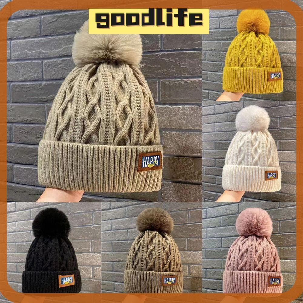 Boné De Malha GOODLIVE , Chapéu De Inverno Engrossado Para Manter O Calor Elegante Com Pompons Feminino
