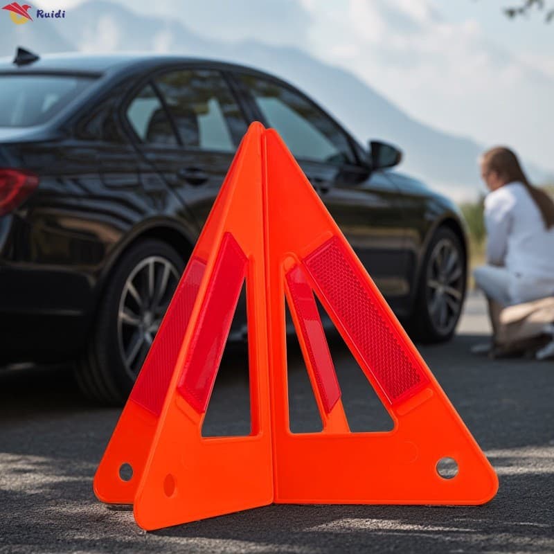 Triângulo De Aviso De Tráfego Reflexivo Dobrável Portátil-Acessórios Para Carro Em Espera De Sinal De Estrada De Emergên