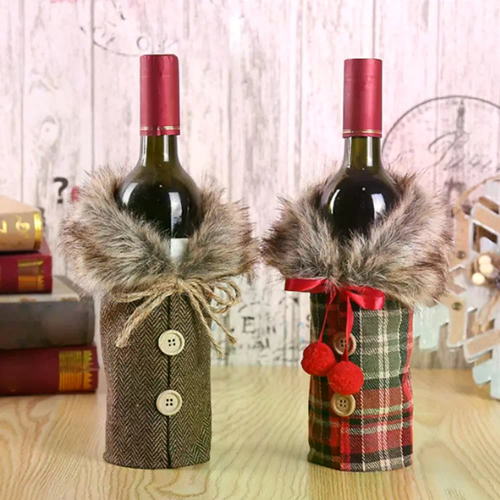 Capa Para Garrafa De Vinho De Natal , Enfeites De Mesa De Feliz Casa , Atmosfera De Ano Novo , Suprimentos Festa