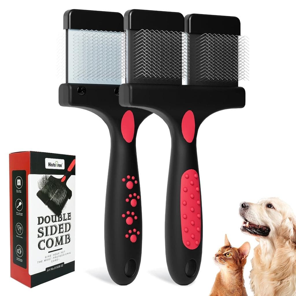 Escova de pente para cães de dupla face, escova de pente com dupla elasticidade, com pinos longos e curtos, escova para