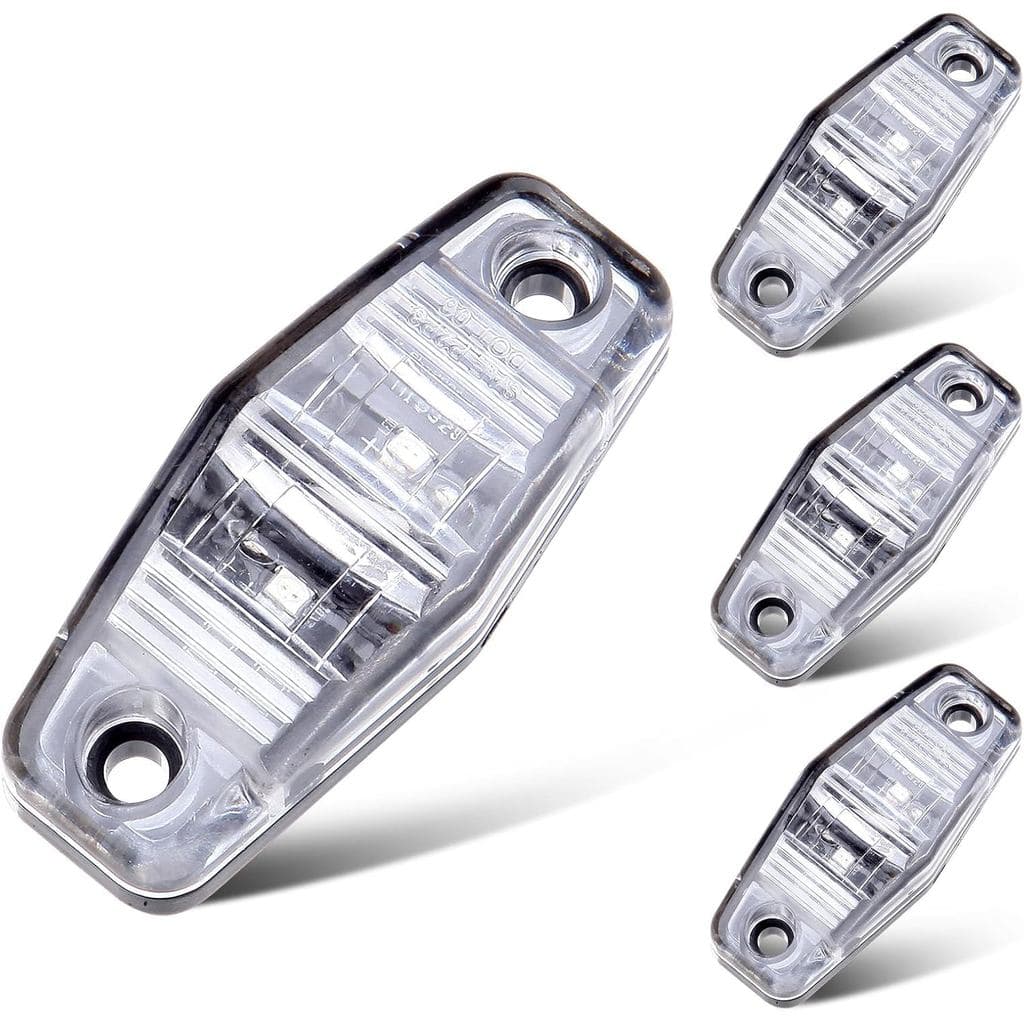 4 Luzes de Sinalização Lateral para Reboque com Lente Transparente de 2,5 Polegadas, 2 Diodos, Montagem em Superfície Ve