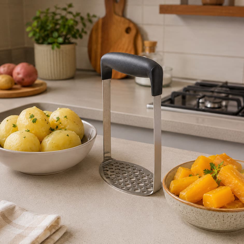 Amassador de Batata Aço Inox Espremedor Manual para Purê Legumes e Cozinha