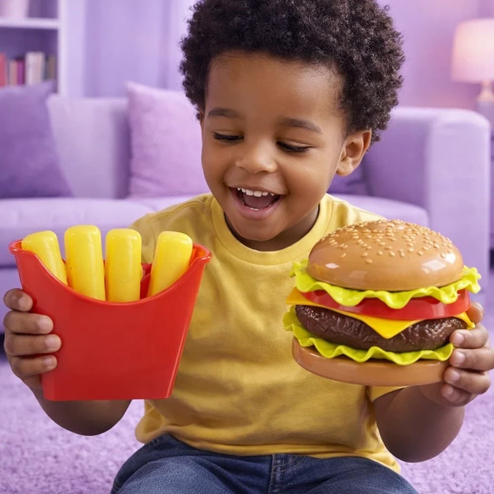 Kit Comidinha Infantil Hambúrguer Batata Brinquedo Cozinha Criança Presente Lanche