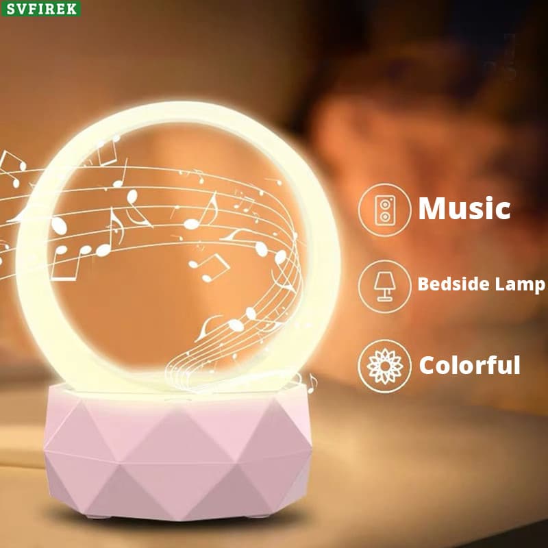Bluetooth 5.0 Alto-Falante Sem Fio Candeeiro De Mesa RGB Quente LED Night Light 3 Modos De Luz Hi-Fi Subwoofer Carregame