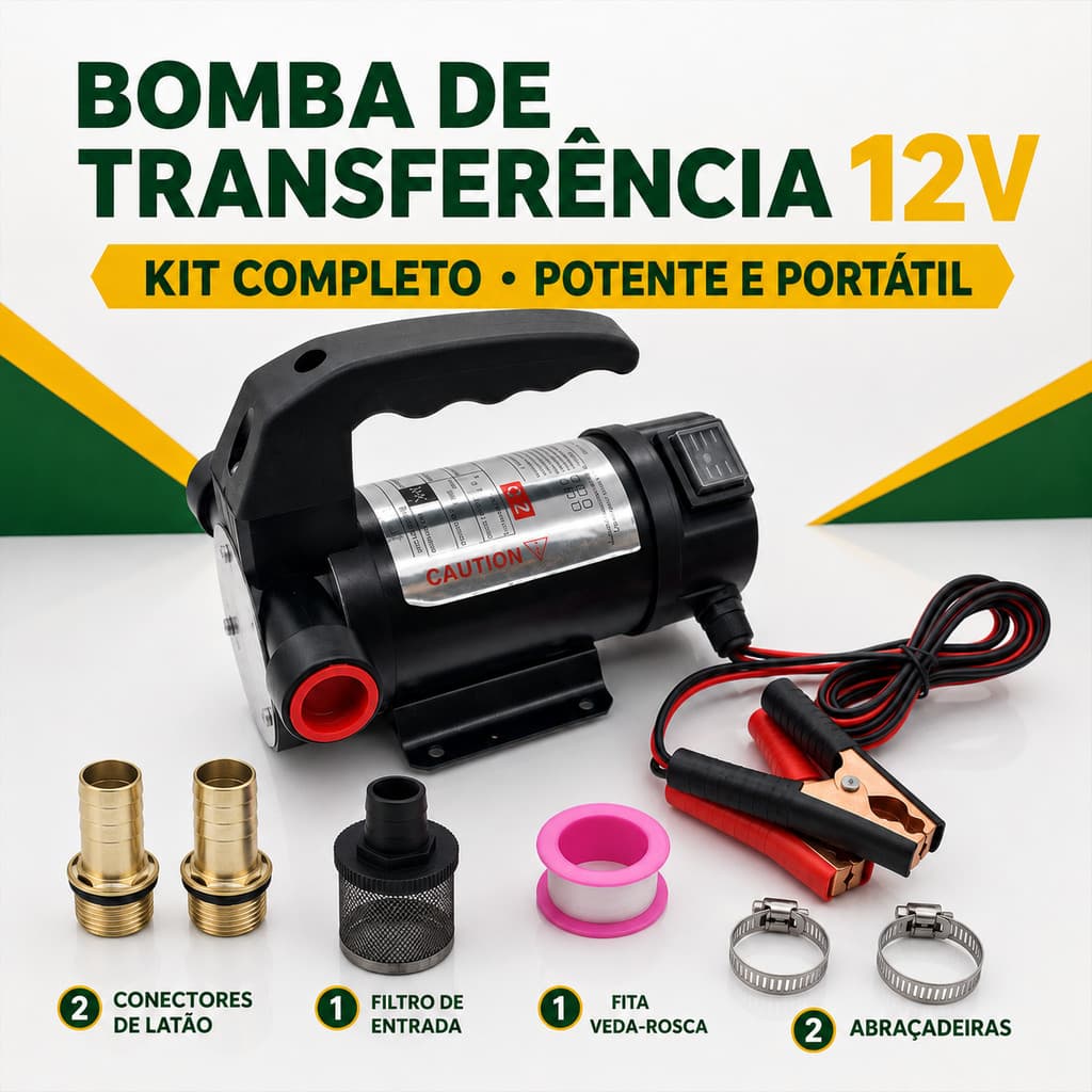 Bomba de Transferência de Diesel 12V HeyPlus – Portátil para Troca de Óleo e Abastecimento
