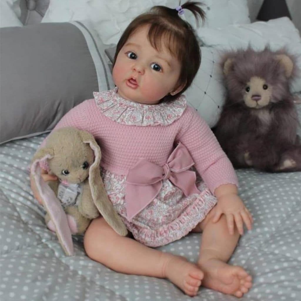 Bebê Reborn Menina 55cm Boneca Silicone com Acessórios Pode dar Banho